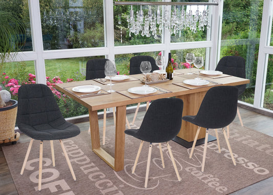 Cosmo Casa - Eetkamerstoel - Retro design - Stof/textiel - Donkergrijs