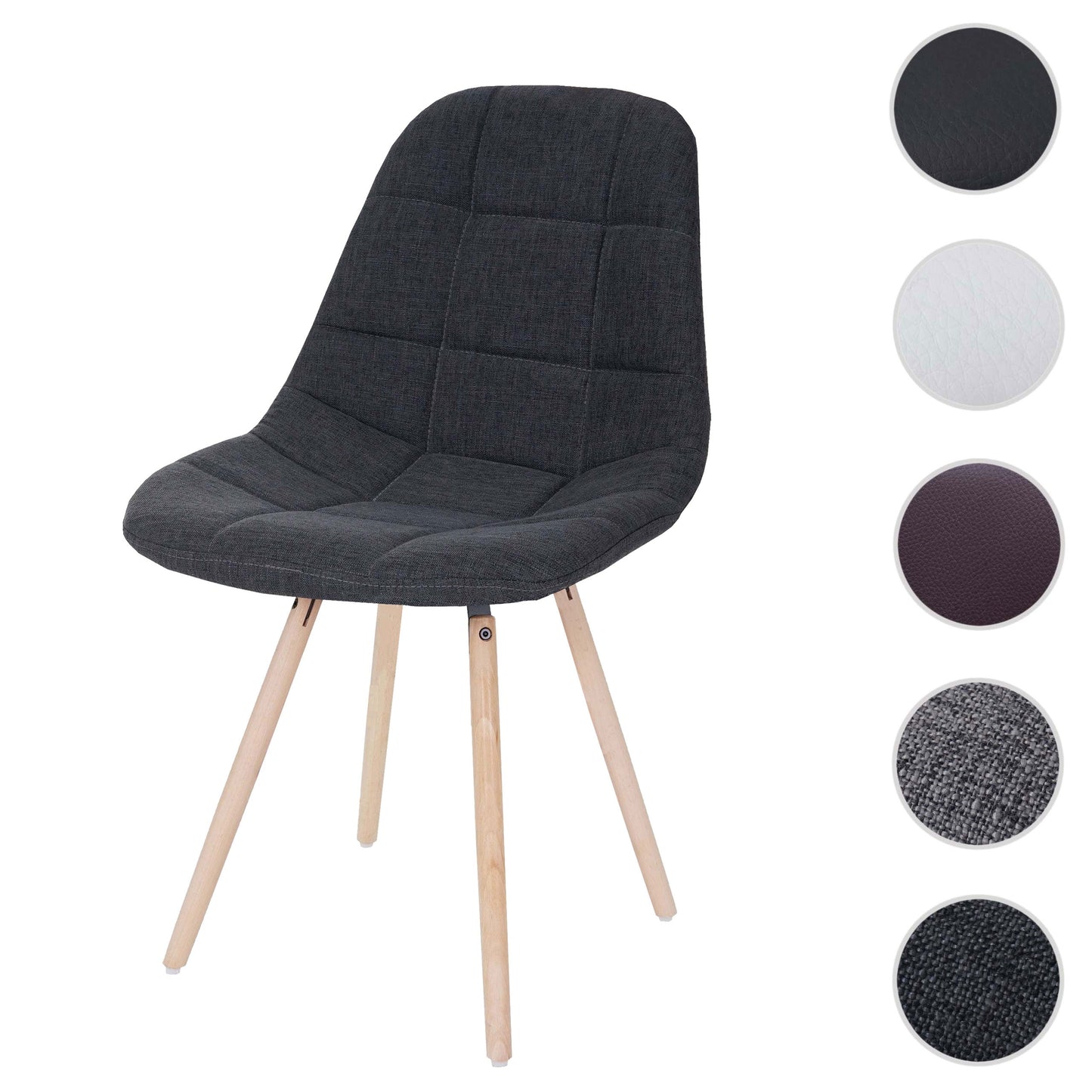 Cosmo Casa - Eetkamerstoel - Retro design - Stof/textiel - Donkergrijs