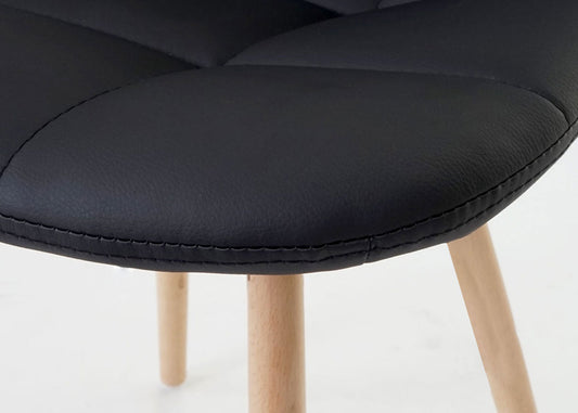 Cosmo Casa - Eetkamerstoel - Retro design - Imitatieleer - Zwart