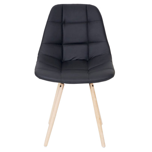 Cosmo Casa - Eetkamerstoel - Retro design - Imitatieleer - Zwart