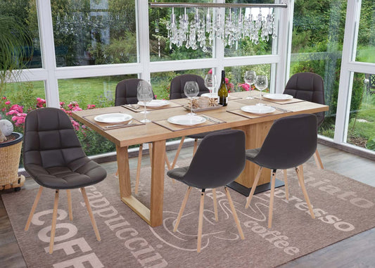 Cosmo Casa - Eetkamerstoel - Retro design - Imitatieleer - Bruin