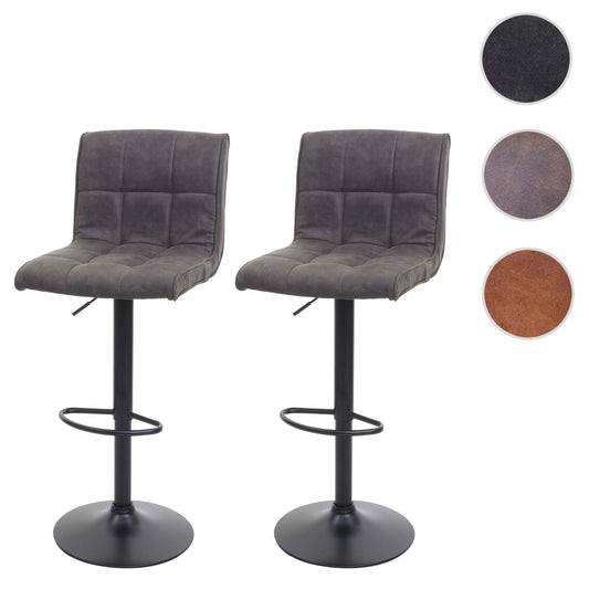 Cosmo Casa - Set van 2 Barkrukken - Counterkrukken - Imitatiesuède - Donkergrijs