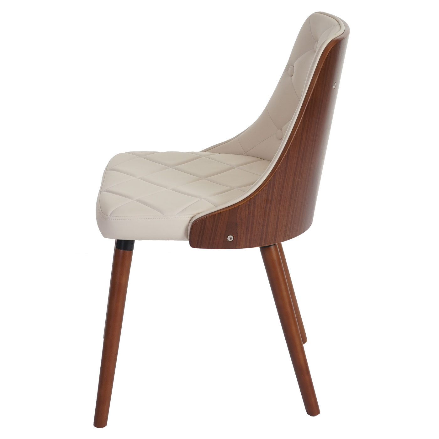 Cosmo Casa - Eetkamerstoel - Bezoekersontwerp - Gebogen hout - Kunstleer crème