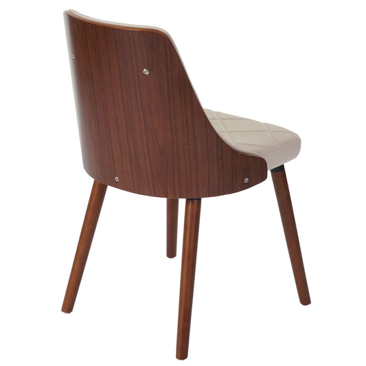 Cosmo Casa - Eetkamerstoel - Bezoekersontwerp - Gebogen hout - Kunstleer crème