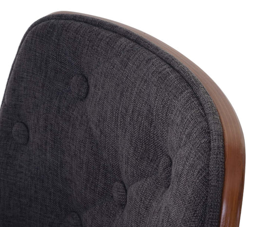 Cosmo Casa - Eetkamerstoel - Bezoekersontwerp - Gebogen hout - Stof textiel grijs