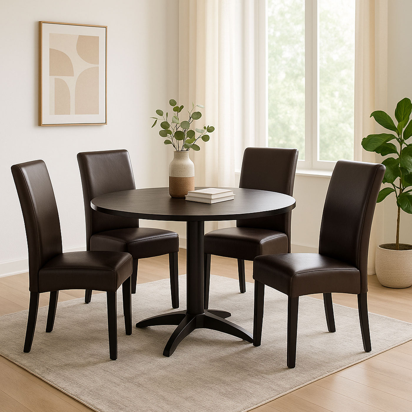 Cosmo Casa - Eetkamerstoel - Keukenstoel Littau - Imitatieleer - Bruin - Donkere Poten