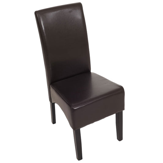 Cosmo Casa - Eetkamerstoel - Keukenstoel Littau - Imitatieleer - Bruin - Donkere Poten