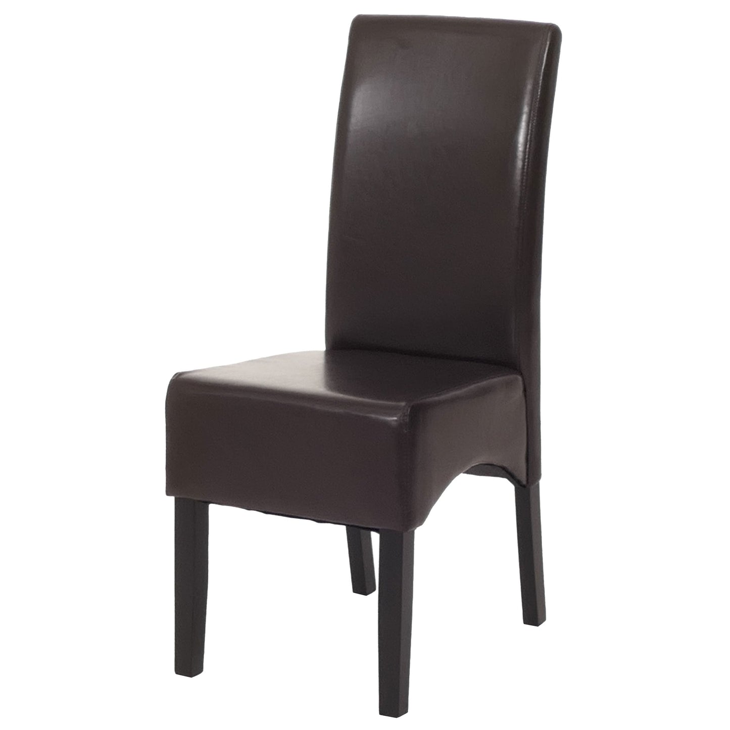 Cosmo Casa - Eetkamerstoel - Keukenstoel Littau - Imitatieleer - Bruin - Donkere Poten