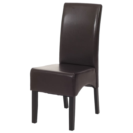 Cosmo Casa - Eetkamerstoel - Keukenstoel Littau - Imitatieleer - Bruin - Donkere Poten