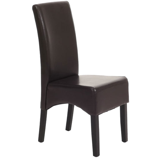 Cosmo Casa - Eetkamerstoel - Keukenstoel Littau - Imitatieleer - Bruin - Donkere Poten