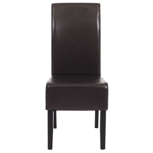 Cosmo Casa - Eetkamerstoel - Keukenstoel Littau - Imitatieleer - Bruin - Donkere Poten