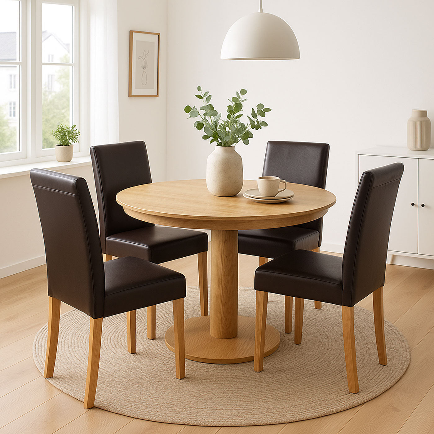 Cosmo Casa - Eetkamerstoel - Keukenstoel Littau - Imitatieleer - Bruin - Lichte Poten