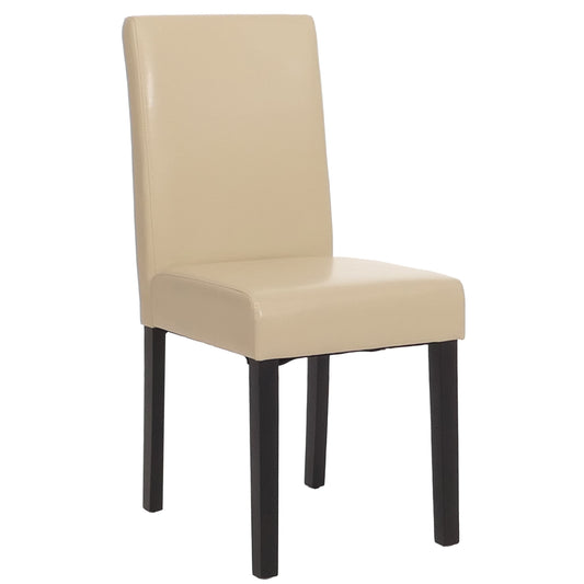 Cosmo Casa - Eetkamerstoel - Keukenstoel Littau - Leer - Crème - Donkere Poten
