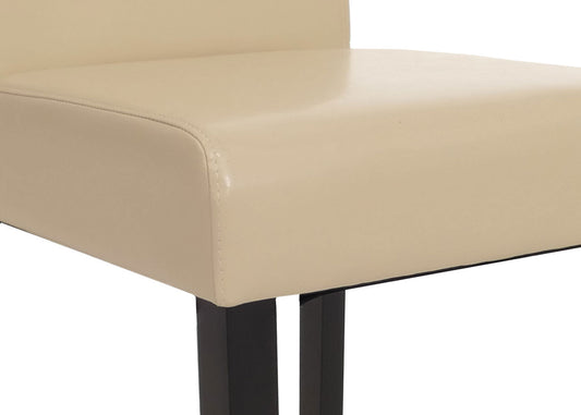 Cosmo Casa - Eetkamerstoel - Keukenstoel Littau - Leer - Crème - Donkere Poten