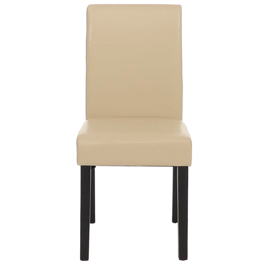 Cosmo Casa - Eetkamerstoel - Keukenstoel Littau - Leer - Crème - Donkere Poten