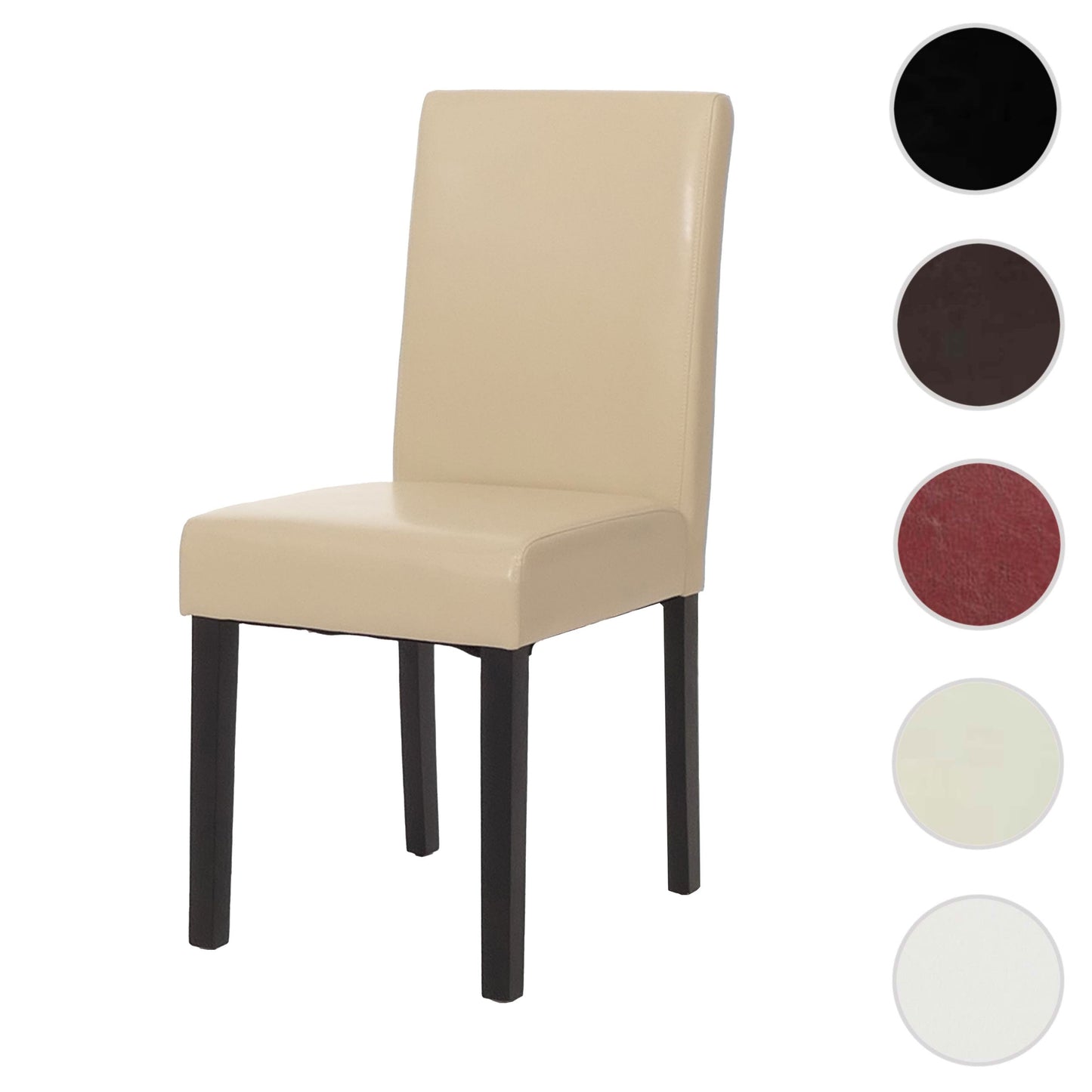 Cosmo Casa - Eetkamerstoel - Keukenstoel Littau - Imitatieleer - Crème - Donkere Poten