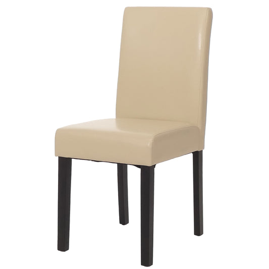 Cosmo Casa - Eetkamerstoel - Keukenstoel Littau - Imitatieleer - Crème - Donkere Poten