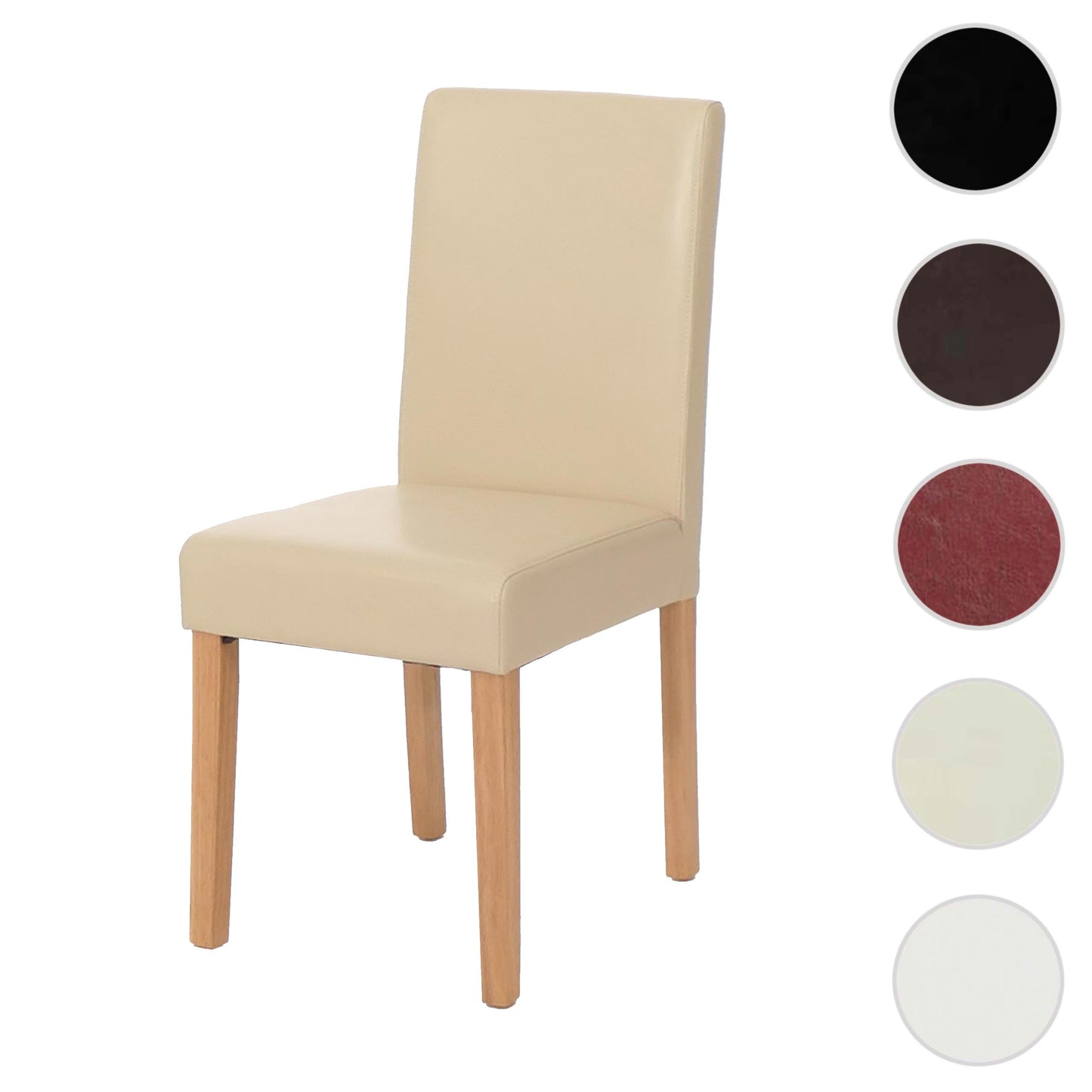 Cosmo Casa - Eetkamerstoel - Keukenstoel Littau - Leer - Crème - Lichte Poten