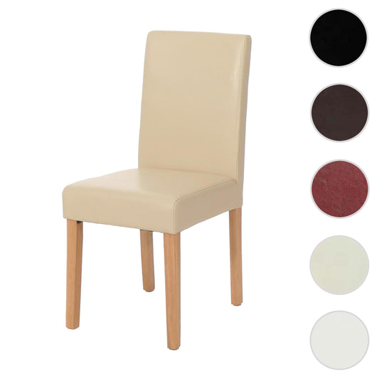 Cosmo Casa - Eetkamerstoel - Keukenstoel Littau - Leer - Crème - Lichte Poten