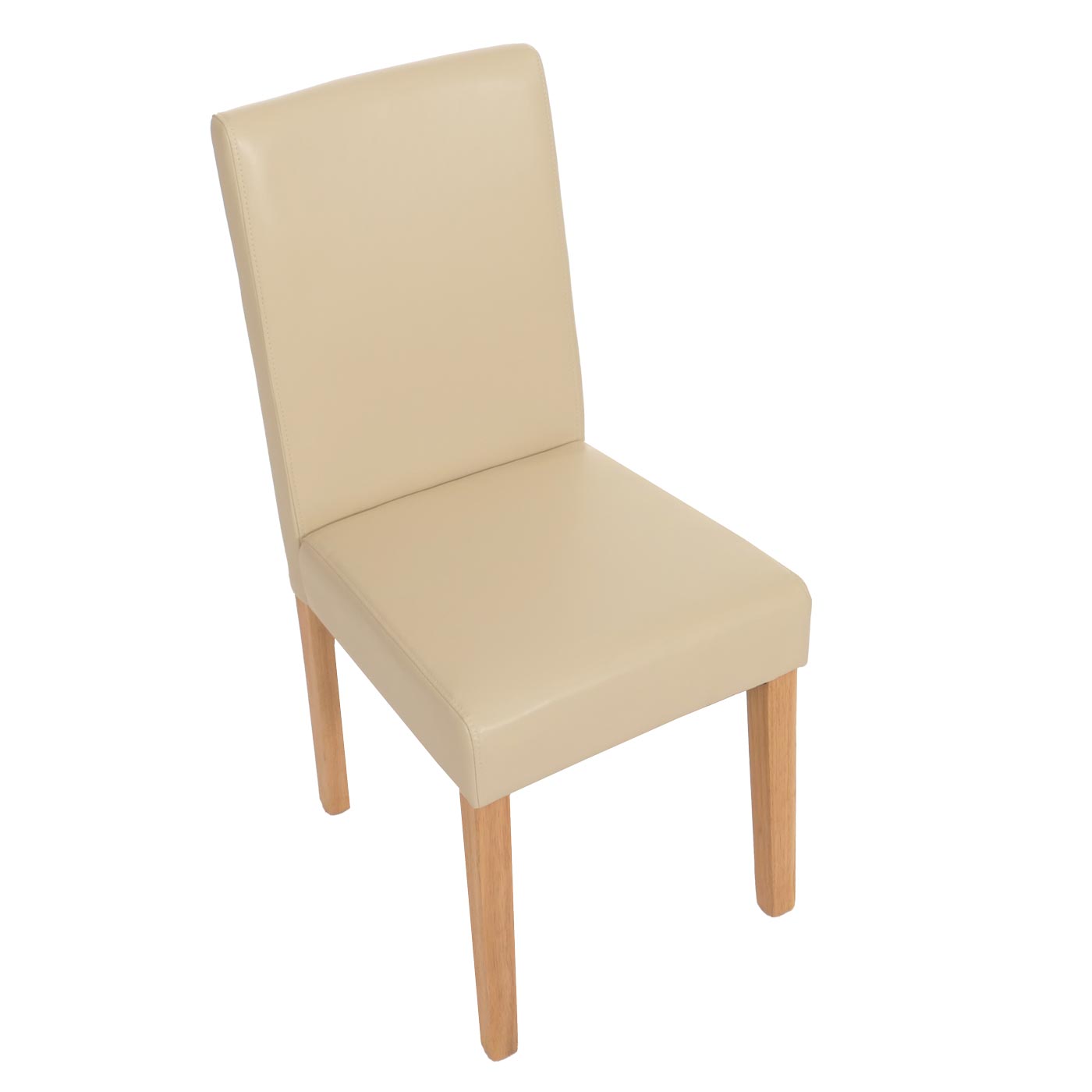 Cosmo Casa - Eetkamerstoel - Keukenstoel Littau - Leer - Crème - Lichte Poten