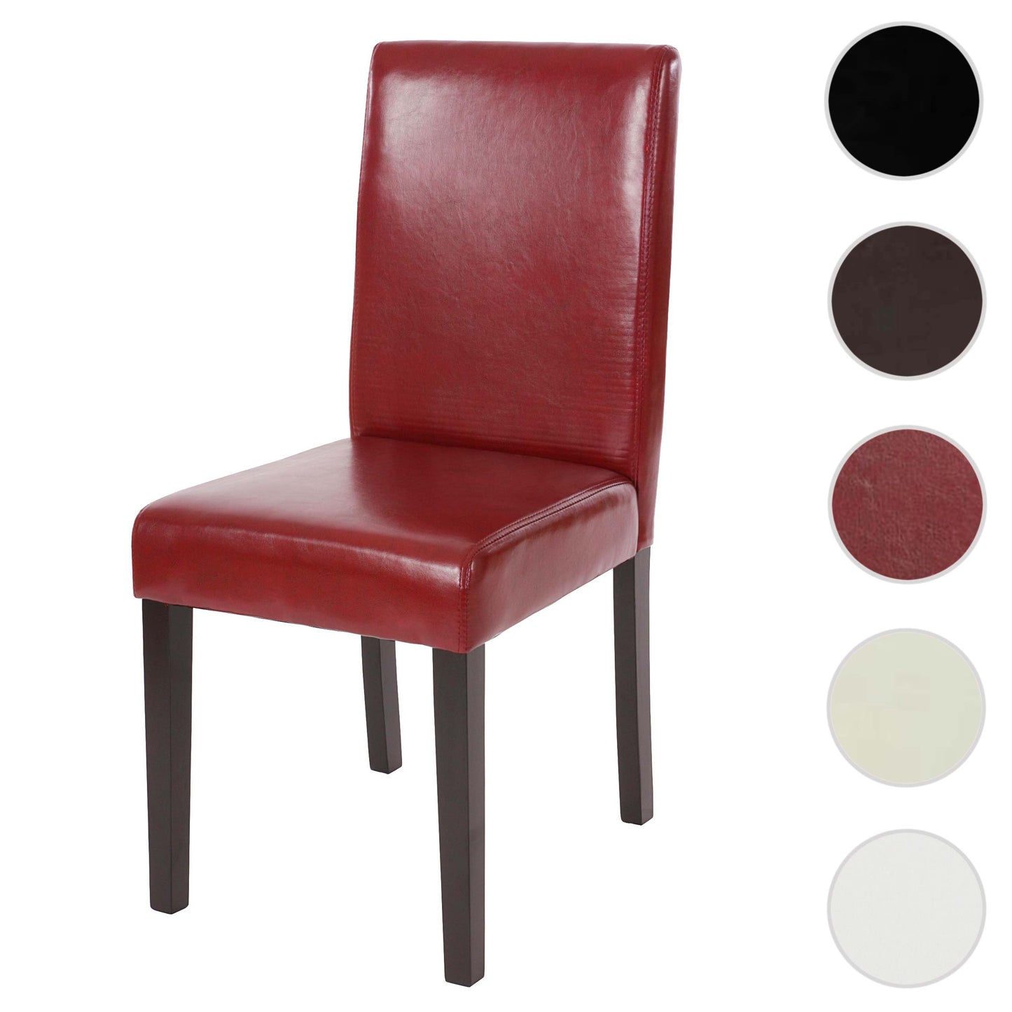 Cosmo Casa - Eetkamerstoel - Keukenstoel Littau - Imitatieleer - Rood - Donkere Poten