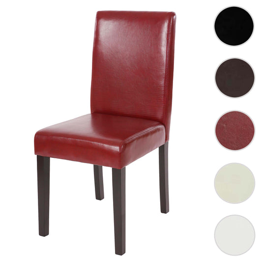 Cosmo Casa - Eetkamerstoel - Keukenstoel Littau - Imitatieleer - Rood - Donkere Poten