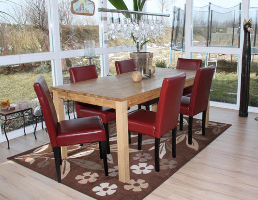 Cosmo Casa - Eetkamerstoel - Keukenstoel Littau - Imitatieleer - Rood - Donkere Poten