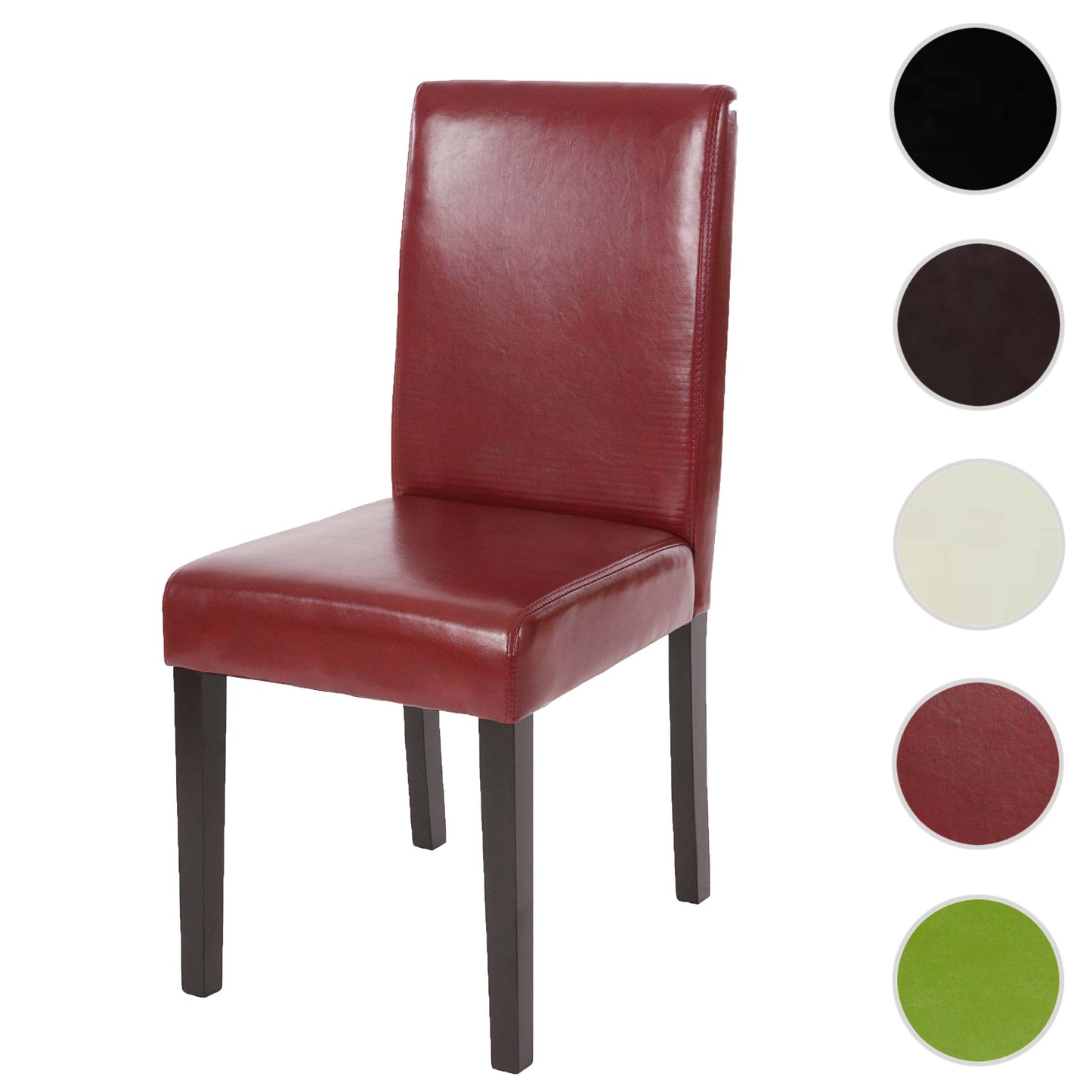 Cosmo Casa - Eetkamerstoel - Keukenstoel Littau - Imitatieleer - Roodbruin - Donkere Poten