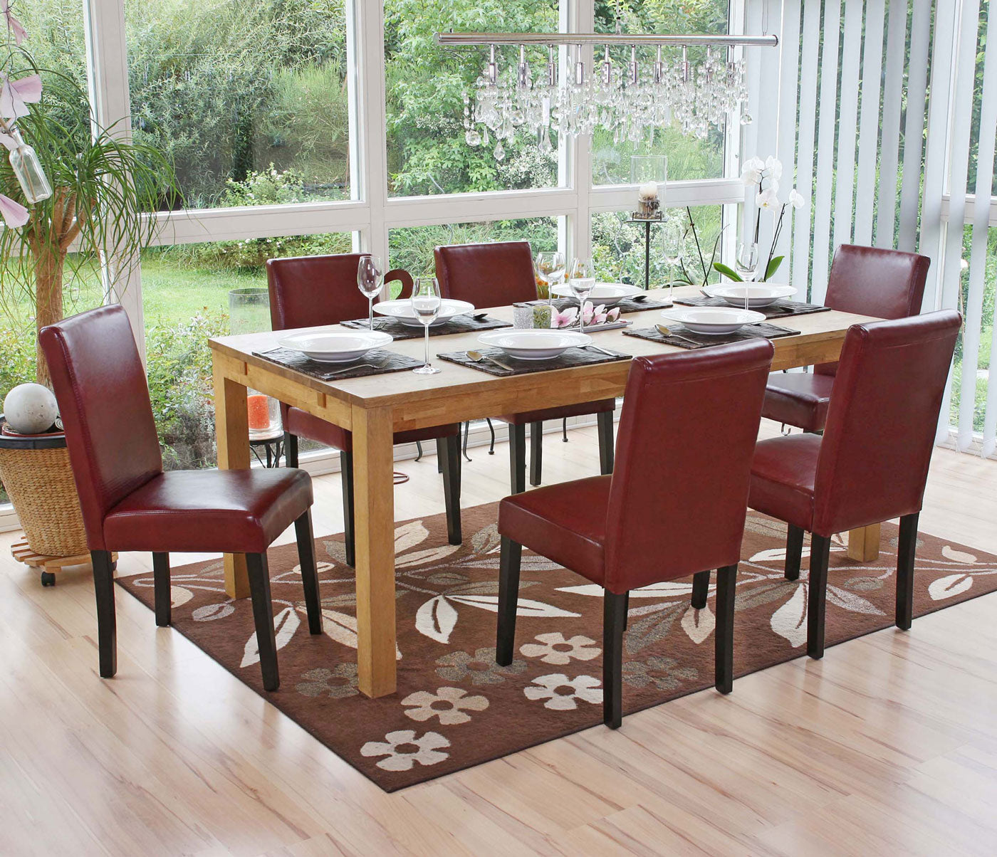 Cosmo Casa - Eetkamerstoel - Keukenstoel Littau - Imitatieleer - Roodbruin - Donkere Poten