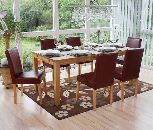 Cosmo Casa - Eetkamerstoel - Keukenstoel Littau - Imitatieleer - Roodbruin - Lichte Poten