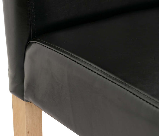 Cosmo Casa - Eetkamerstoel - Keukenstoel Littau - Imitatieleer - Zwart - Lichte Poten