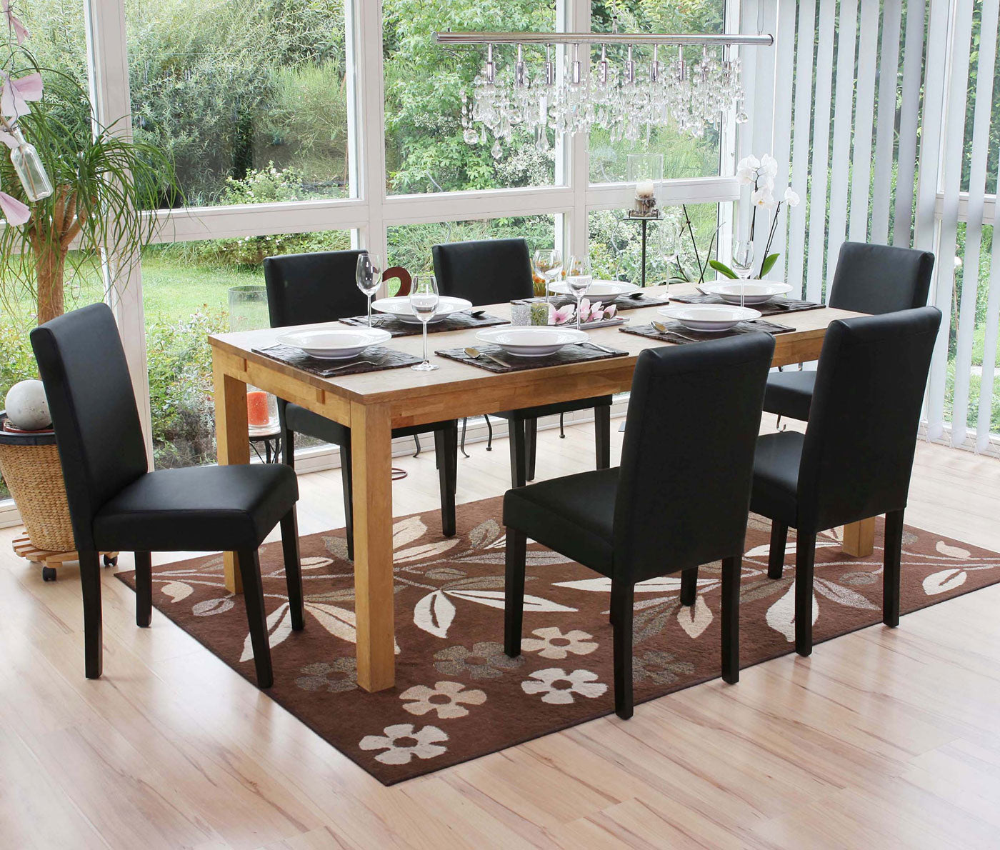 Cosmo Casa Littau eetkamerstoel, keukenstoel, imitatieleer ~ matzwart, donkere poten