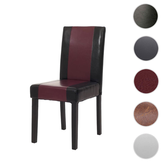 Cosmo Casa Littau eetkamerstoel, keukenstoel, imitatieleer ~ zwart/rood, donkere poten