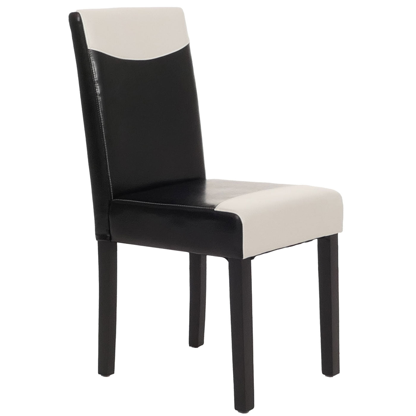 Cosmo Casa Littau eetkamerstoel, keukenstoel, imitatieleer ~ zwart/wit, donkere poten