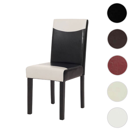 Cosmo Casa Littau eetkamerstoel, keukenstoel, imitatieleer ~ zwart/wit, donkere poten