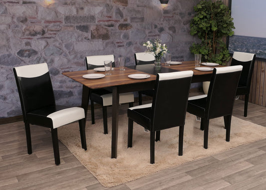 Cosmo Casa Littau eetkamerstoel, keukenstoel, imitatieleer ~ zwart/wit, donkere poten