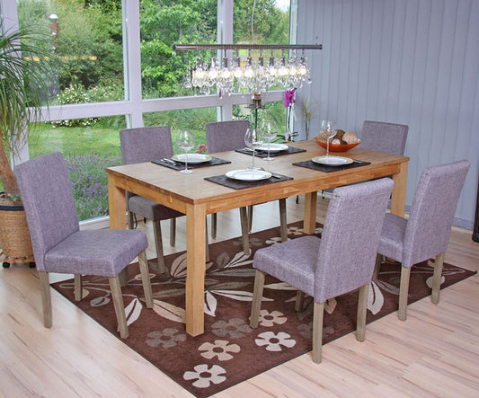 Cosmo Casa - Eetkamerstoel - Keukenstoel Littau - Textiel - Grijs - Donkere Poten