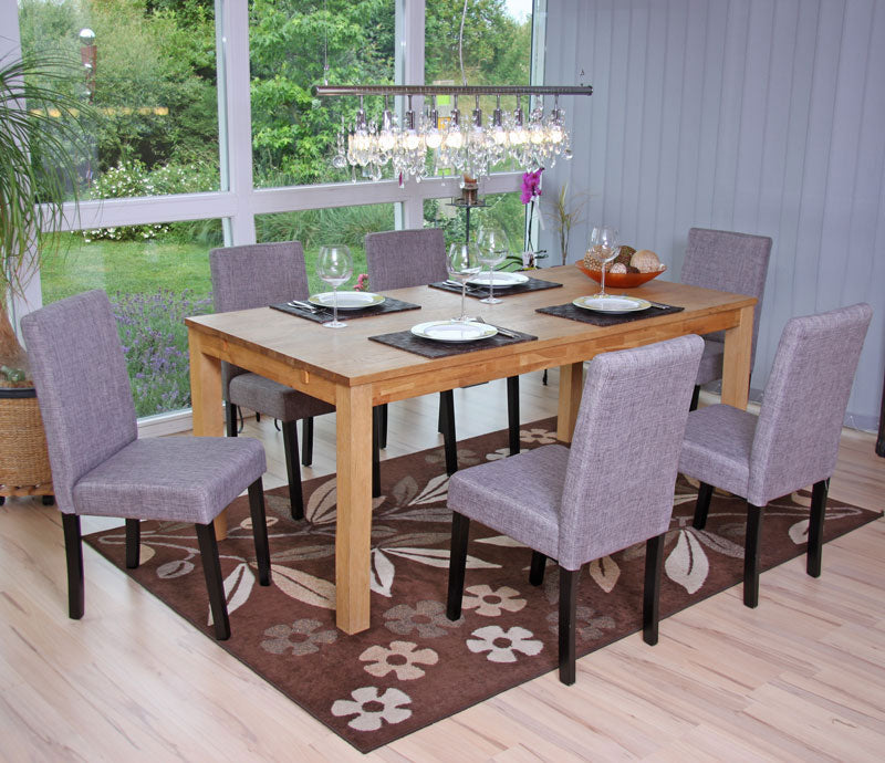 Cosmo Casa - Eetkamerstoel - Keukenstoel Littau - Textiel - Grijs - Donkere Poten