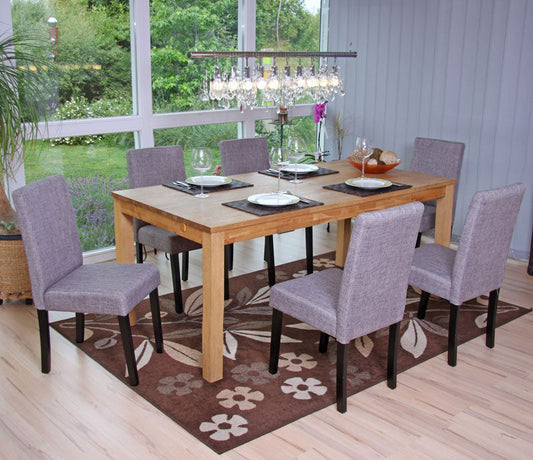 Cosmo Casa - Eetkamerstoel - Keukenstoel Littau - Textiel - Grijs - Donkere Poten