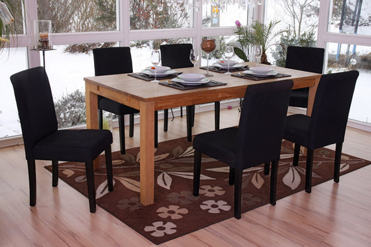 Cosmo Casa - Eetkamerstoel - Keukenstoel Littau - Textiel - Zwart - Donkere Poten