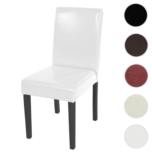 Cosmo Casa Littau eetkamerstoel, keukenstoel, leer ~ wit, donkere poten