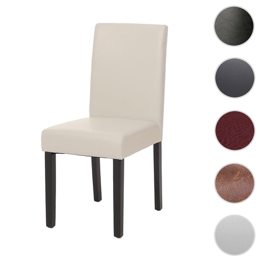 Cosmo Casa Littau eetkamerstoel, keukenstoel, imitatieleer ~ wit, donkere poten