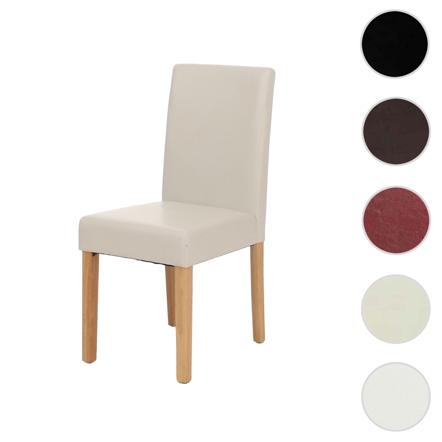 Cosmo Casa Littau eetkamerstoel, keukenstoel, imitatieleer ~ wit, lichte poten