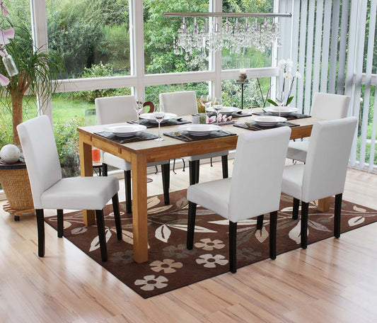 Cosmo Casa Littau eetkamerstoel, keukenstoel, imitatieleer ~ mat wit, donkere poten