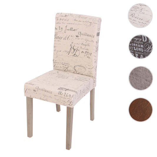 Cosmo Casa - Eetkamerstoel - Keukenstoel Littau - Textiel - Crèmekleurige Letters - Donkere Poten