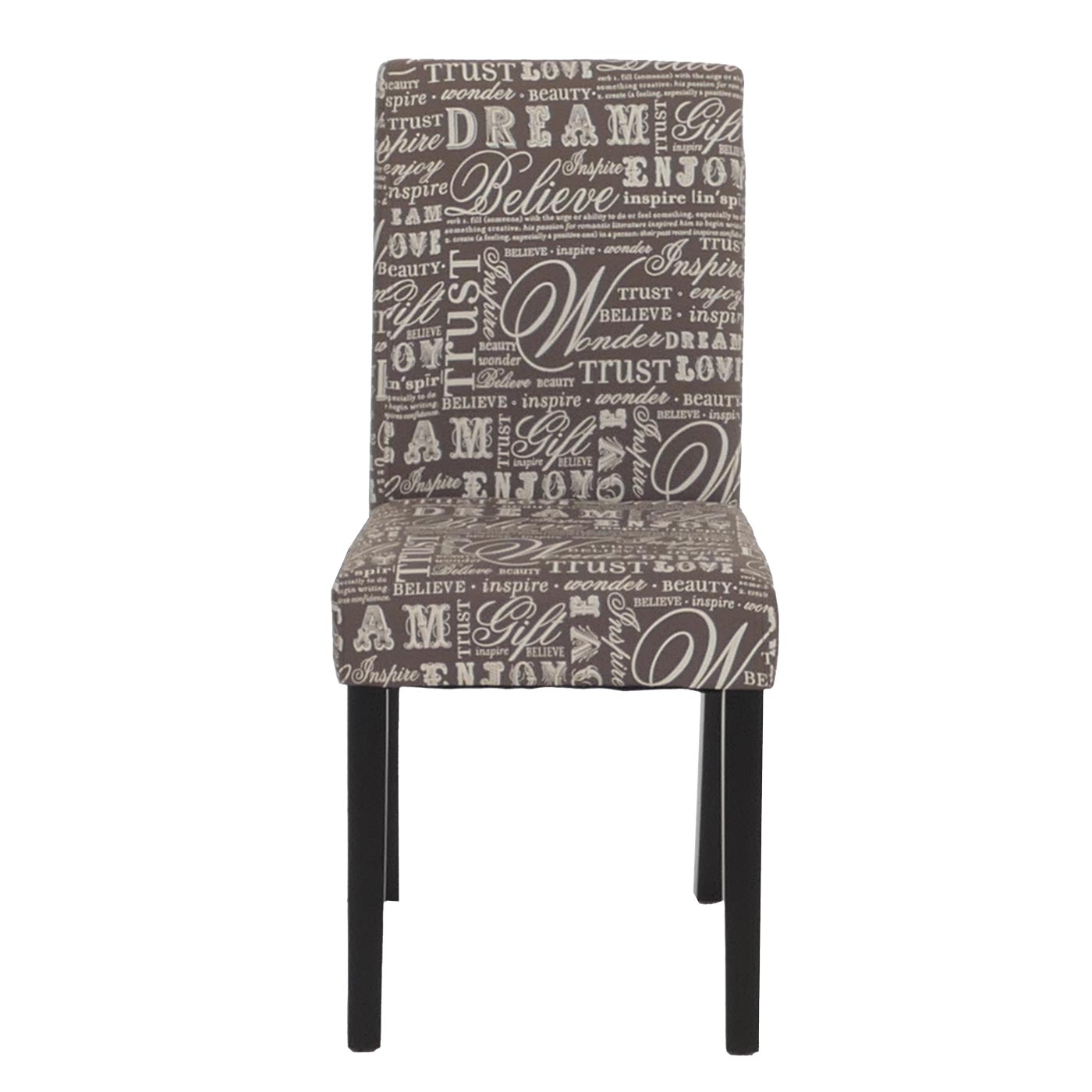 Cosmo Casa - Eetkamerstoel - Keukenstoel Littau - Textiel - Grijze Letters - Donkere Poten