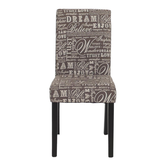 Cosmo Casa - Eetkamerstoel - Keukenstoel Littau - Textiel - Grijze Letters - Donkere Poten