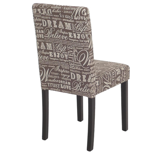 Cosmo Casa - Eetkamerstoel - Keukenstoel Littau - Textiel - Grijze Letters - Donkere Poten