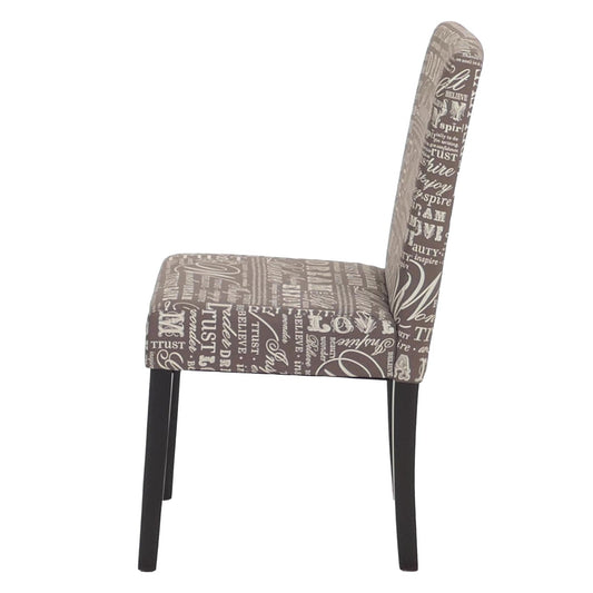 Cosmo Casa - Eetkamerstoel - Keukenstoel Littau - Textiel - Grijze Letters - Donkere Poten