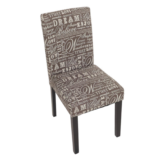 Cosmo Casa - Eetkamerstoel - Keukenstoel Littau - Textiel - Grijze Letters - Donkere Poten